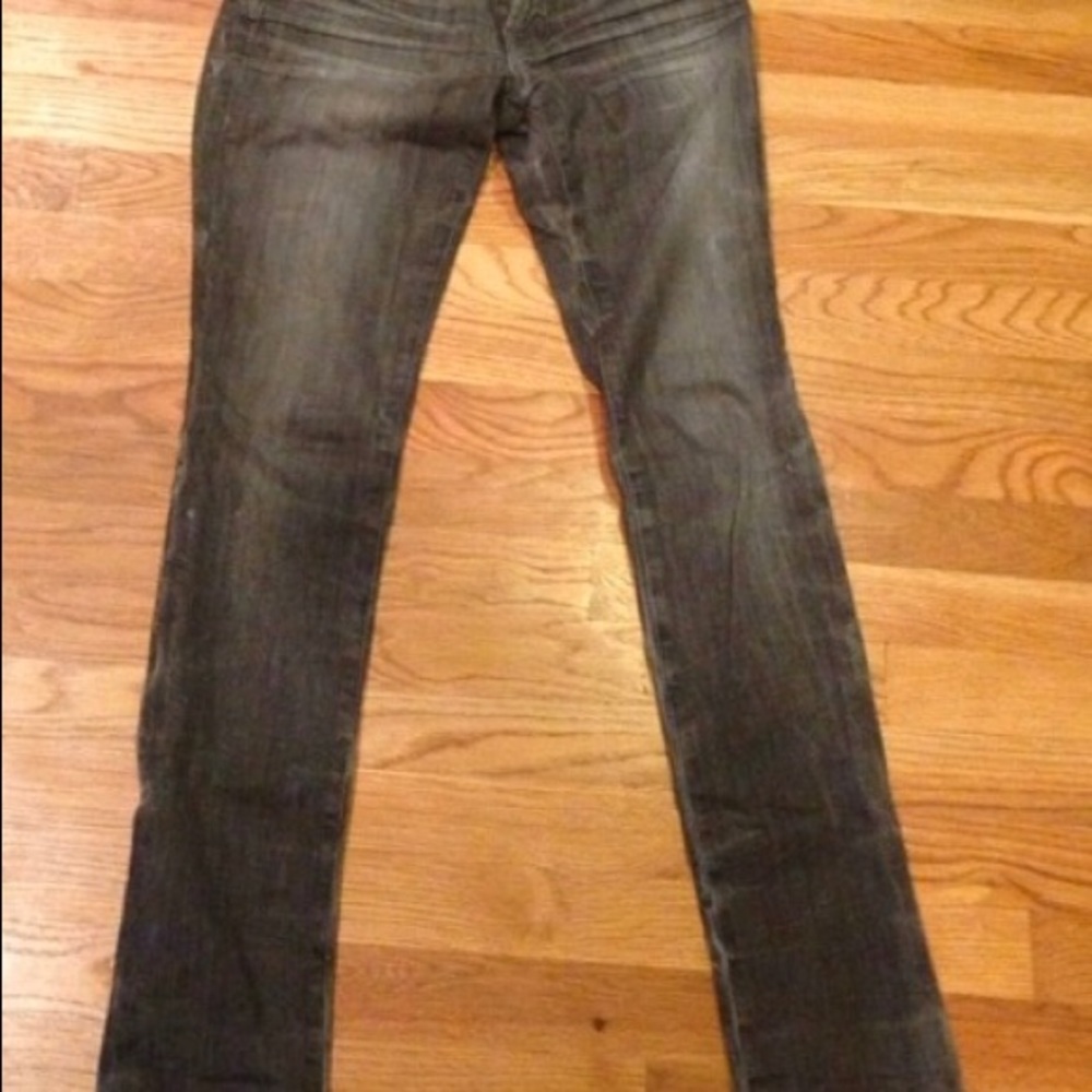 J Brand Skinny Jeans in light gray wash.